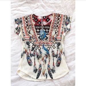 Gage USA Tribal Sweater Short Sleeved Top